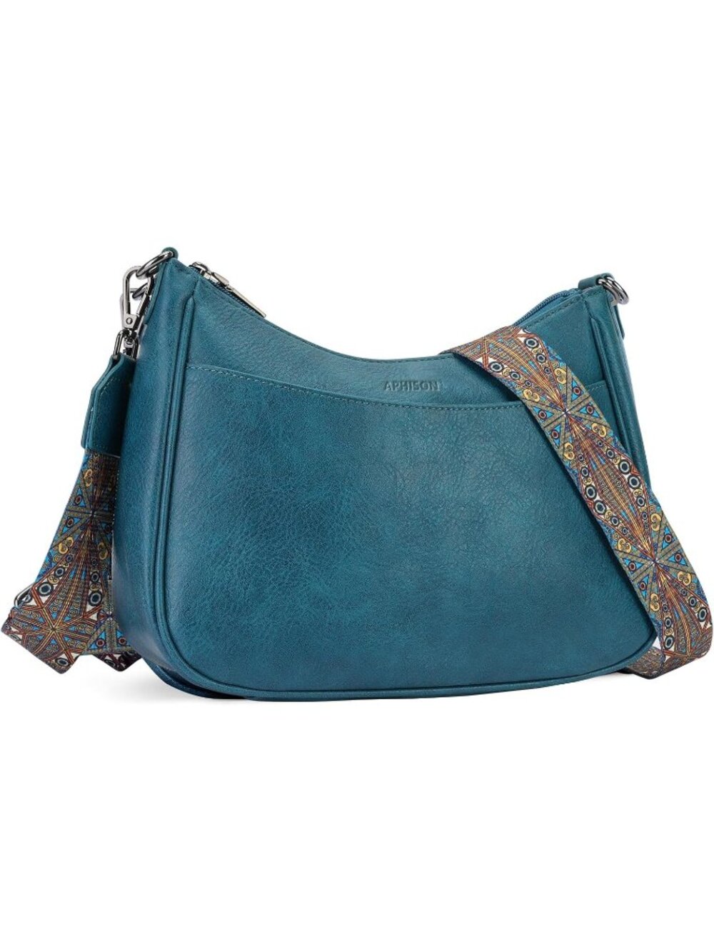 👜Women's Peacock Bule Leather Crossbody Purse Shoulder Bag Wide Strap Travel